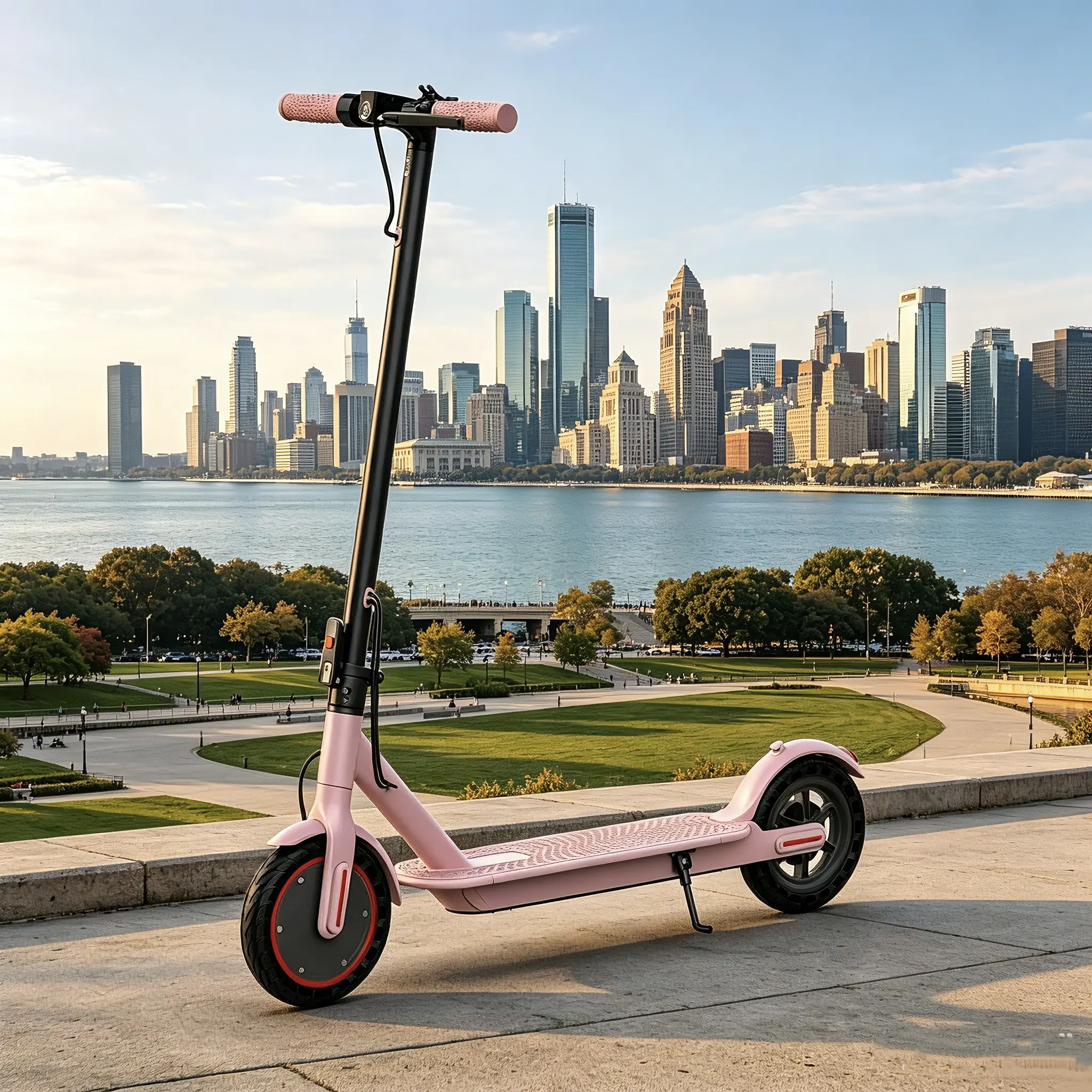 B Portable Electric Scooter - 350W Motor, 8.5-in Tires, 19 MPH Top Speed, LED Lights, PP Control, Dual Braking System - Ideal Halloween Gift for Her (Sports & Outdoor Fitness Equipment) brake