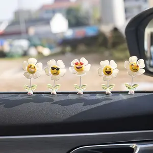 Cute Flower Car Decorations Set, Fun Shaking Interior Accessories, 5pcs Adorable Vehicle Ornaments, Perfect Gift for Car Lovers, Car Interior Kit, Girly Car Accessories, Car Interior Decorative, Car Interior Accessory
