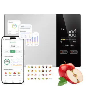 Smart Nutrition Food Scale with TFT Display, Tracks Calories, Fat, Carbs & Protein, Works with App for Daily Reports, 50 Built-in Foods, 23 Nutrients, Digital Kitchen Scale for Meal Prep