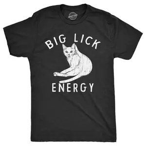 Womens Funny T Shirts Big Lick Energy Sarcastic Kitten Graphic Novelty Tee for Ladies Funny Womens T Shirts Cute Vintage Fashion Casual Ladies T-Shirt Gift Sarcastic Tops for Women Funny Cat Top Women's Novelty Black -