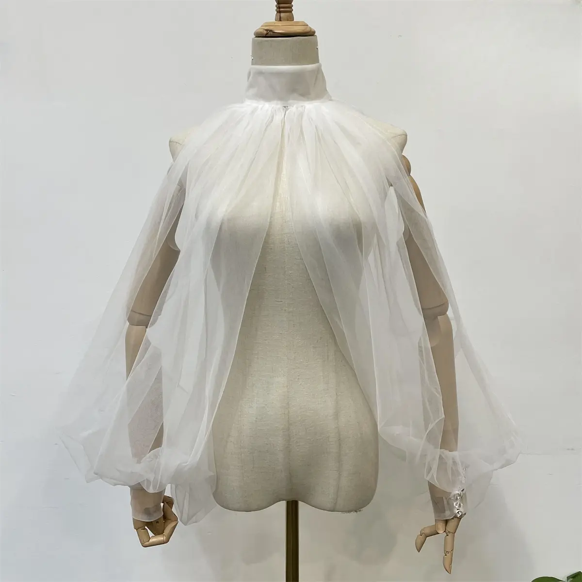 Fairy Bridal Separates, Detachable Sleeves With Collar, Tulle Sleeves, Wedding Dress/Prom Dress Accessories, Custom Color For Women Womenswear Day
