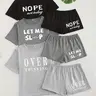 Women's Letter Print Sleepwear Set, Short Sleeve Top & Shorts Pajama Set, Casual Loose Fit Matching Nightwear for Women, Everyday Loungewear Outfits, Lounge Pjs Set