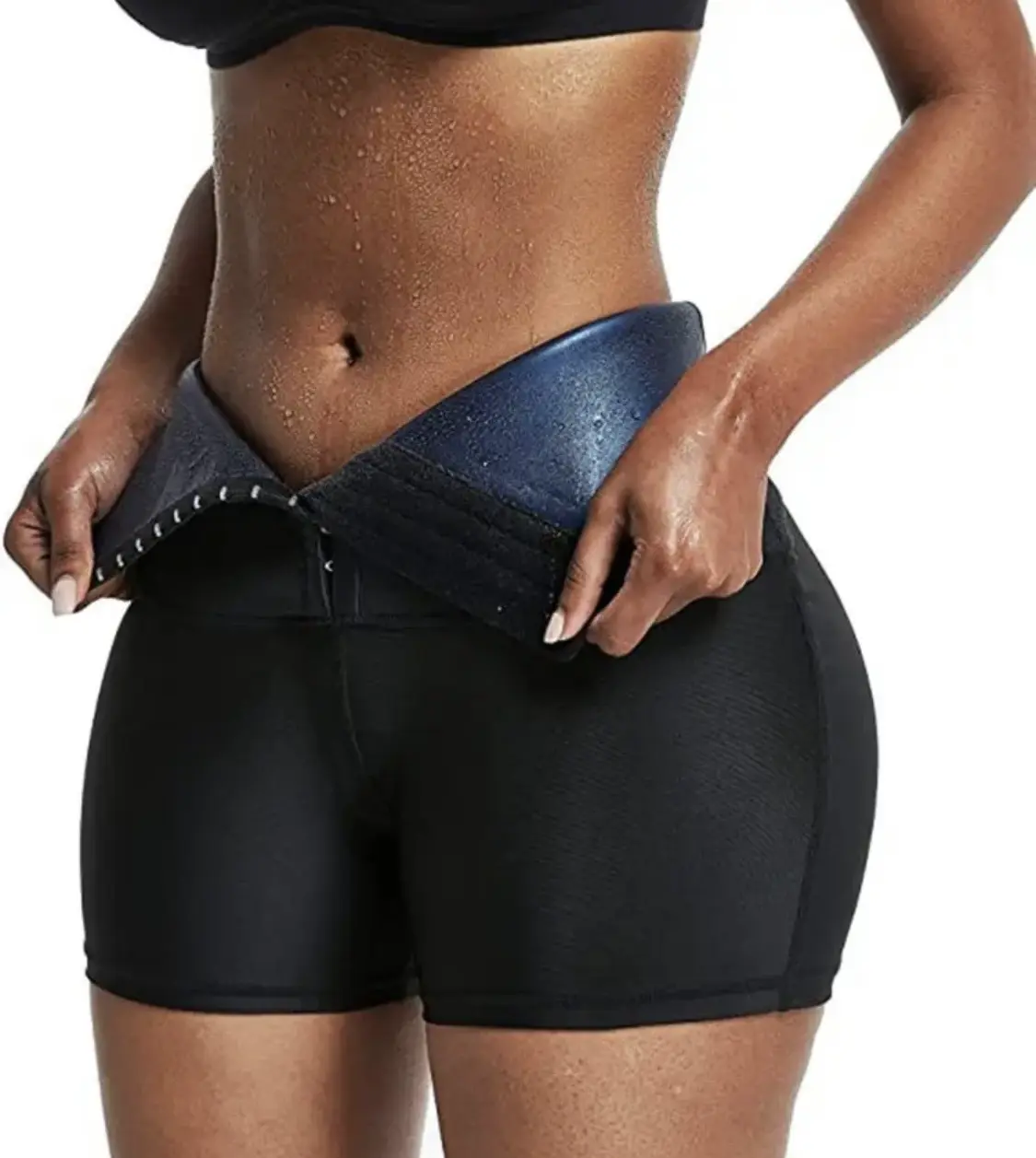 Women's High-Waisted Mid-Thigh 3-Hoop Flat Belly Stretchable Shapewear Shorts - Compression Underwear for Tummy Slimming, Butt Lifting, Hip Enhancing, Slides Under Fitted Pants, Under Jeans for Shape, Body Shaper