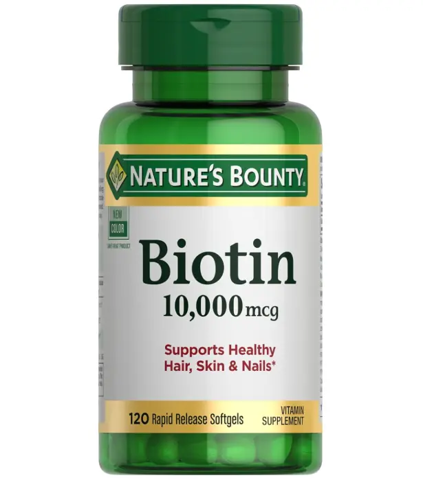 Nature's Bounty Biotin Hair Skin and Nails Vitamins, Supports Healthy Hair, Skin and Nails, 10,000 mcg, 120 Softgels (Pack of 1)