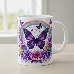 Purple Butterflies Rainbow - UVDTF wrap for cups/hard surfaces sticker
