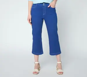 Denim & Co. Petite Classic Stretch Wide Leg Crop Jeans