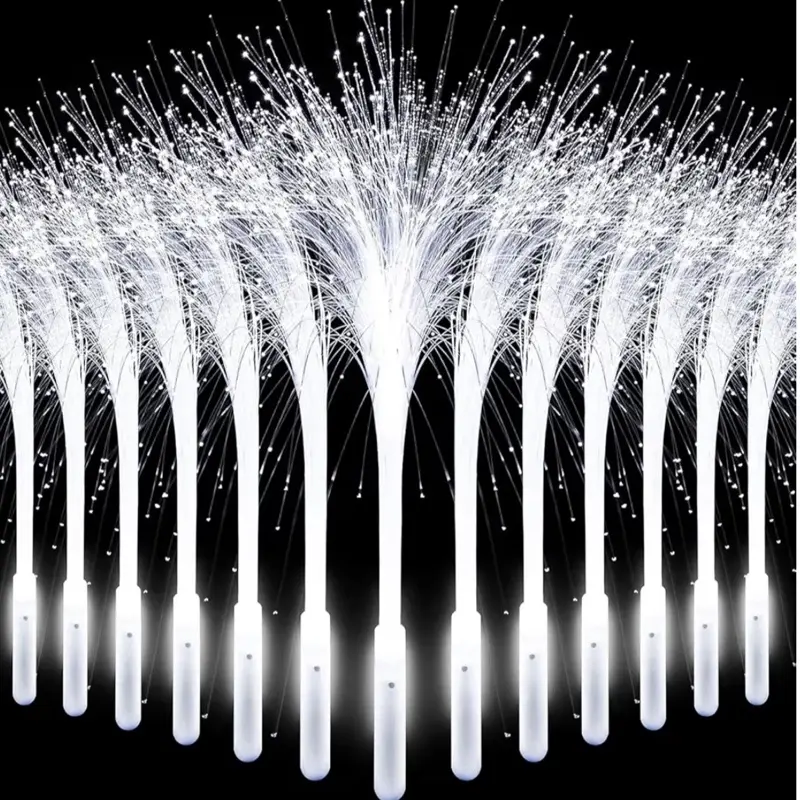 48 Pack White Fiber Optic Wands  Sparklers Nonfire Fireworks Wedding Send Off Glow Sticks with 3 Light Modes LED Wedding Props Light up Wands for Birthday Party Wedding Exit Glowing