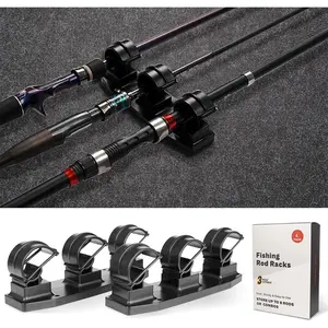 Fishing Rod Racks For Boat/Wall/Truck Bed, 3-Poles Storage Holders With Rubber Band Clips