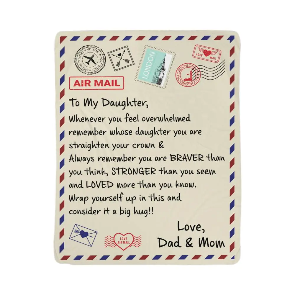 Personalized Printed Polyester Sherpa Fleece Blanket - Plush Texture, Zigzag Stitch, Vivid Prints, 2 Sizes (30 x 40 in & 1 More), Machine Washable, Custom Gift From Dad & Mom To Daughter, Ideal for Movie Nights, Cozy Setups