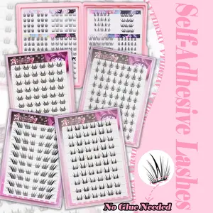Multi-style dense natural self-adhesive cluster lashes, comfortable & easy to wear, perfect for beginners. Multiple styles combine to create various looks. Built-in adhesive strip—no glue needed, lightweight, all-day hold.