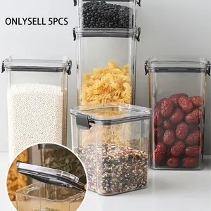 5-Piece Set Food Storage Jars with Lids, Sealed Food Containers, Kitchen Organizer for Grains, Rice, Pasta, Flour, Sugar