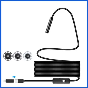 Dual-Lens Endoscope Camera with Light, 1920P HD Borescope Tools with 8 Adjustable LED Lights, Endoscope with 16.4ft Semi-Rigid Snake Camera, 7.9mm IP67 Waterproof Inspection Camera for iOS and Android