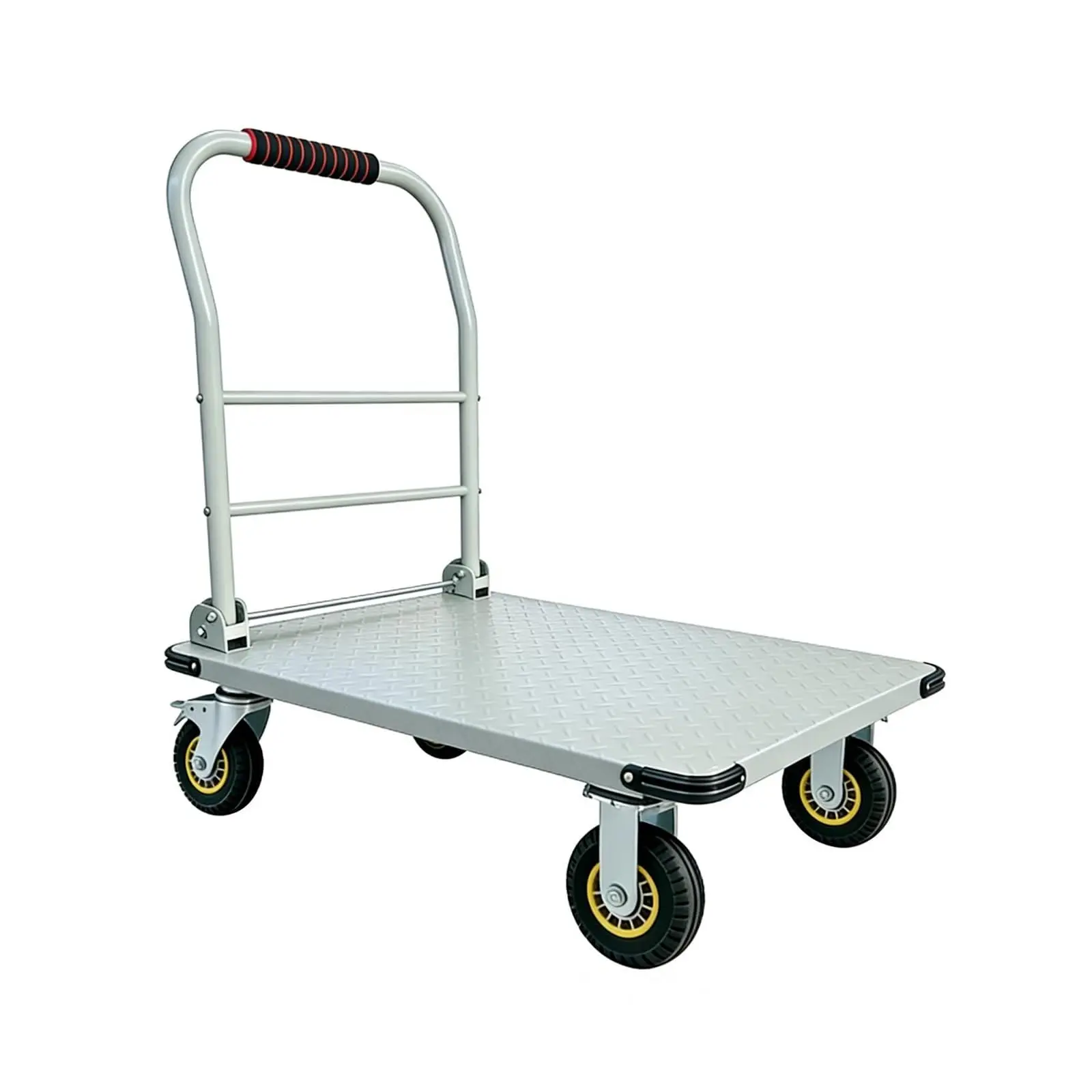 Heavy Duty Steel Platform Truck Cart - 1800LBS Capacity Folding Trolley, 36"x24" Flatbed Dolly with 6 inches Swivel Brake Wheels, Built for the Long Haul, Enhanced Stability with Brake System, Factory Equipment Moving for Warehouse Use, Heavy Duty Wagon