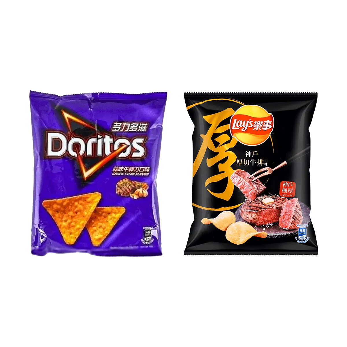 Doritos TK-COMBO Garlic Steak Fillet Tortilla Chips + Kobe Thick-Cut Steak Flavored Potato Chips 2-Piece Set Doritos TK-COMBO Garlic Steak Fillet Tortilla Chips + Kobe Thick-Cut Steak Flavored Potato Chips 2-Piece Set