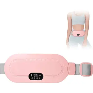 Heating Pad for Period Cramps Menstrual Heating Pad with 3 Heat Levels 4 Massage Modes Portable Cordless ABS Velvet Pink USB Charged for Belly Waist Back Neck