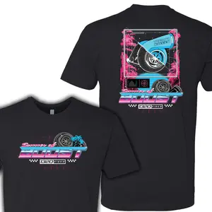 1320 Video “Summer of Boost” Turbo Racing Shirt – Retro Neon Turbocharger Graphic Design – Gift for JDM Fans, Car Tuners & Boost Lovers – Perfect for Men