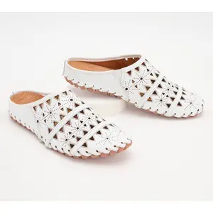 Spring Step Leather Perforated Mules - Fusaslide