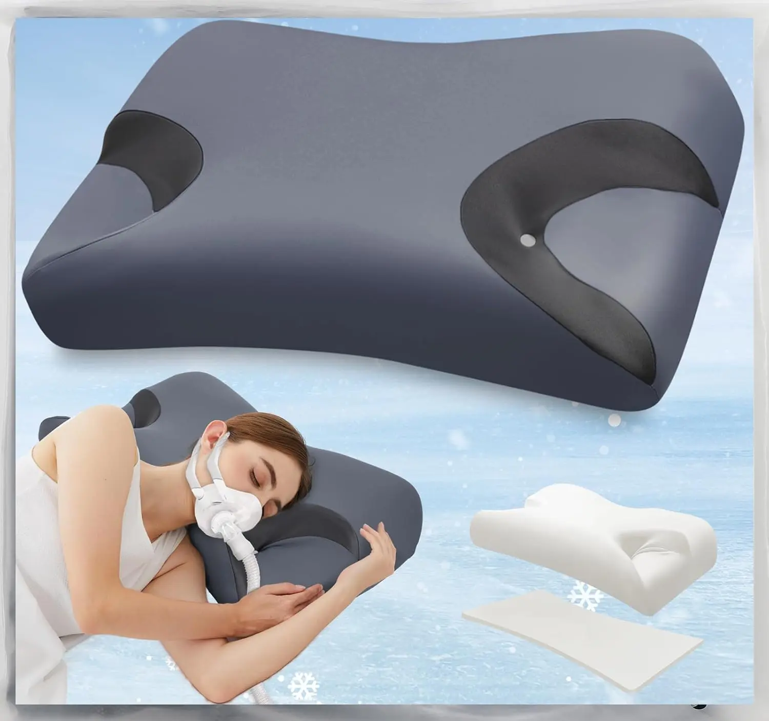 Adjustable CPAP Pillow - Memory Foam Sleep Support for Masks