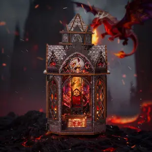 DIY Dragon Castle Book Nook Kit, 3D Building Model Assembly Set, Building Blocks Model, Creative Handmade Art Craft, Home Decor Gift for Friends and Family, Building Sets
