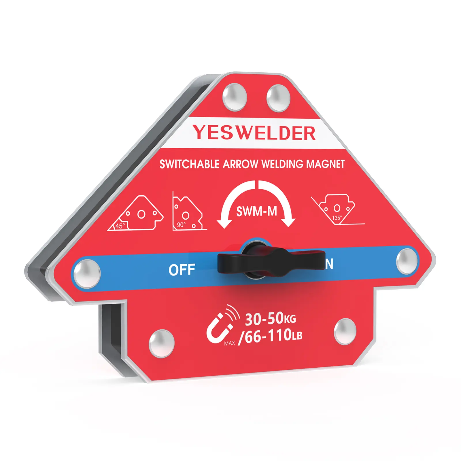 YESWELDER Switchable Arrow Welding Magnet with On/Off Switch, Heavy Duty Welding Accessory | 66-110LBs Holding Power Magnetic Holder for Soldering, Metal Fabrication, Welding Accessories