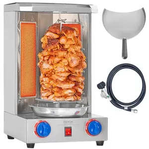 VEVOR Shawarma Grill Machine, Vertical Chicken Shawarma Cooker Machine Countertop, Electric Stainless Steel Broiler Gyro Rotisserie Oven Doner Kebab Machine, for Home Restaurant Kitchen Parties