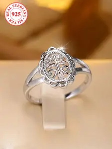 Fashion Cross Design Ring, Punk Style Wave Edge Statement Ring for Men & Women, Trendy All-match & Exquisite Jewelry for Birthday Gift