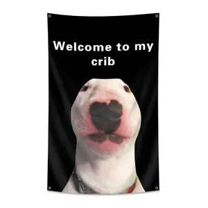 1pc, Welcome To My Crib Flag, Funny Dog Banner, 2x3ft (60*90cm)/3x5ft (90*150cm), 4 Grommets, Single-Sided Printing, for Indoor, Outdoor, Dorm, Yard, Home, Garden, College, Man Cave, Party, Home Decor Supplies, Decoration summerwins