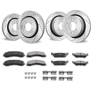 VEVOR Front and Rear Brake Kit Compatible with 2012-2020 Ford F-150(MPB Only), Drilled and Slotted Brake Rotors Ceramic Brake Pads Replacement, 13.8 Front Rotors 13.7 Rear Rotors