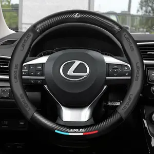 Car Anti-Slip Steering Wheel Cover Carbon Fiber Leather Anti-slip Booster Cover For Lexus F SPORT ES RX NX LS UX LM LX GX LC RZ IS CT GS RC HS SC TX
