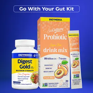Go with Your Gut Kit: Turn digestion into daily self-care with Digest Gold max strength digestive enzymes for bloat relief, and SubCulture probiotics for long-term gut health.