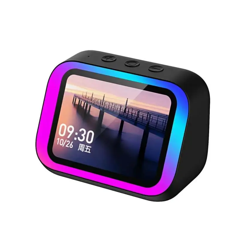Smart Large Screen White Digital Alarm Clock, AI Voice Assistant Real-Time Weather Display Minimalist Home Accessory