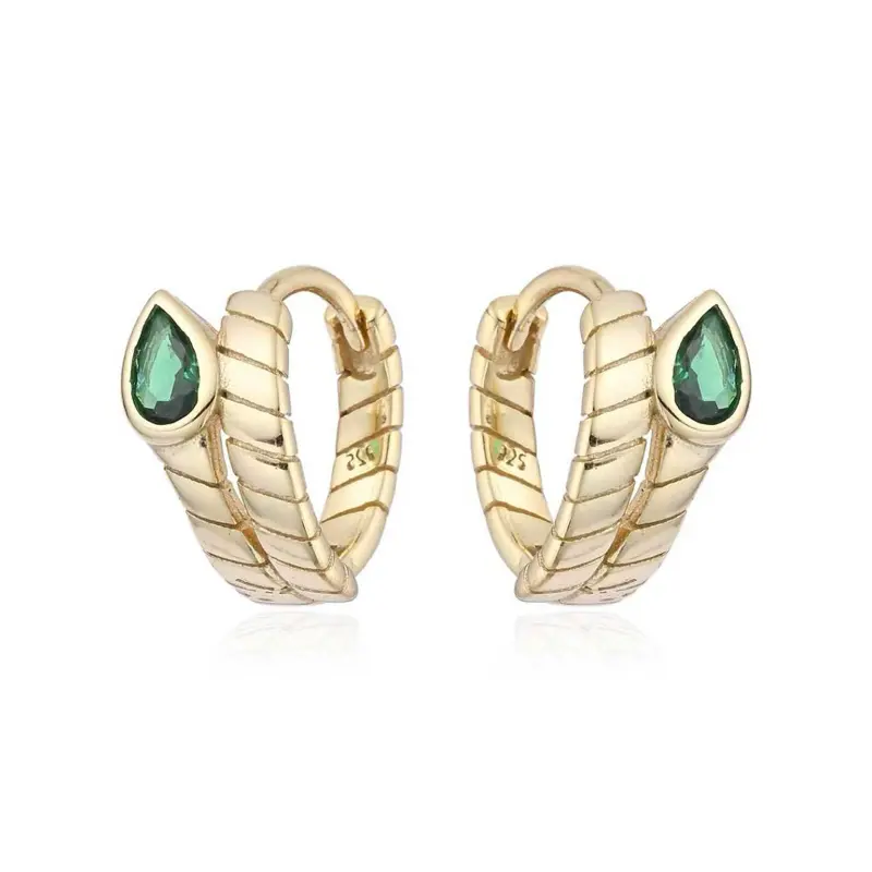 Gold-Plated Snake Luxe Huggies Fashionable Hoop Earrings - High-Quality, Versatile Costume Jewelry Fashion Accessories with Premium Texture, Casual Wear, Coiled Shape, Female, Huggie Hoops, Premium Feel, Special Events, Unique And Stylish Look, Daily