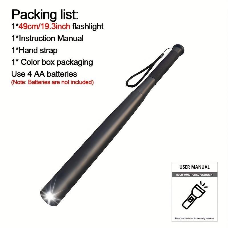 2-in-1 Aluminum Alloy Baseball Bat LED Flashlight Portable Torch with Lanyard for Outdoor Camping Hiking Emergency Light Super Bright