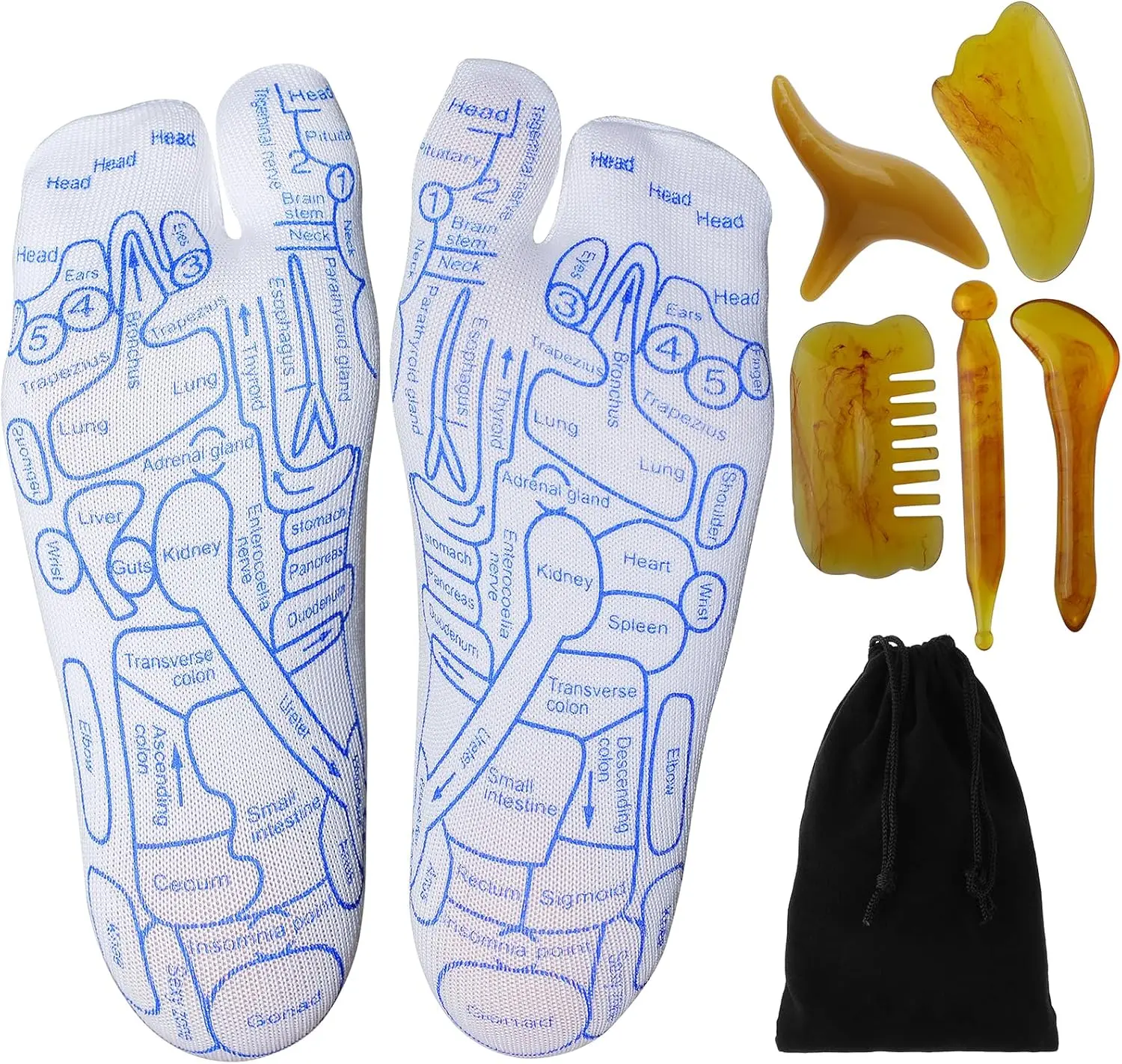 7PCS Massage Socks Tools - Independent Toe Chart for Relaxation, Foot Massage Socks for Muscle Tension and Improved Circulation, Foot Massager,Circulation Enhancer,Foot