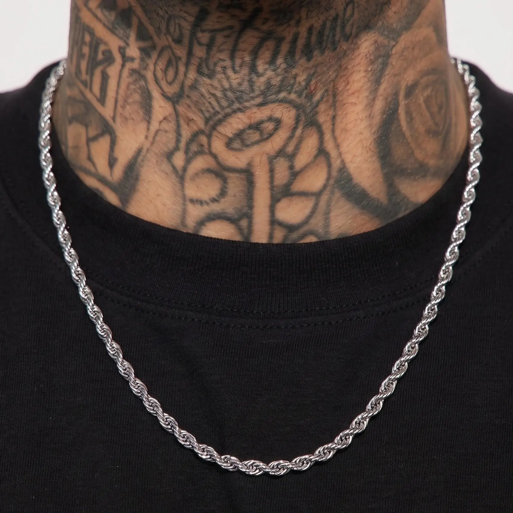 Unisex 316L Stainless Steel Twisted Rope Chain Necklace - 3-5mm Slim Minimalist, Hypoallergenic Waterproof, Secure Clasp, Premium Braided Streetwear Jewelry for 3mm Layering, Street Style Everyday Wear Accessories
