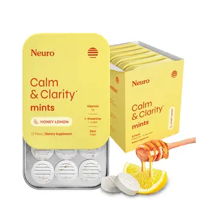 Neuro Calm Mints with L-theanine, Vitamin D3 & GABA - Sugar-Free Calm & Clarity Mints for Relaxation and Focus - Honey Lemon Flavor