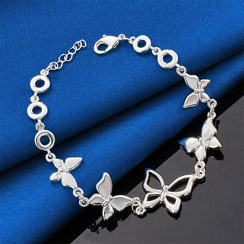 Dainty 925 Sterling Silver Plated Butterfly Knot Bracelet to Daughter MomCouples Matching Forever Infinity Bracelets Chain Bracelet Love Knot Friendship Best Friend Wedding Mother's Day Jewelry