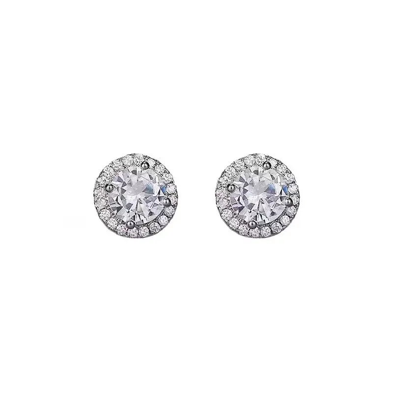 CZ Cubic Zirconia Stud Earrings for Men Women,Unisex Punk Hip Hop Earrings