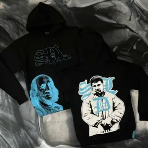S-DL Blue Black Hoodies, Hip Hop Hoodies, Streetwear Style, Trendy Outdoor Wear Daily Wear, Designer Clothing, Gift for him, Gift for her, Birthday's gift