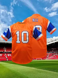 Men's Stitched Denver #10 Football Jersey, Sporty Loose-Fit Long Sleeve T-Shirt, Breathable Casual Wear for All Seasons, Soccer Uniform