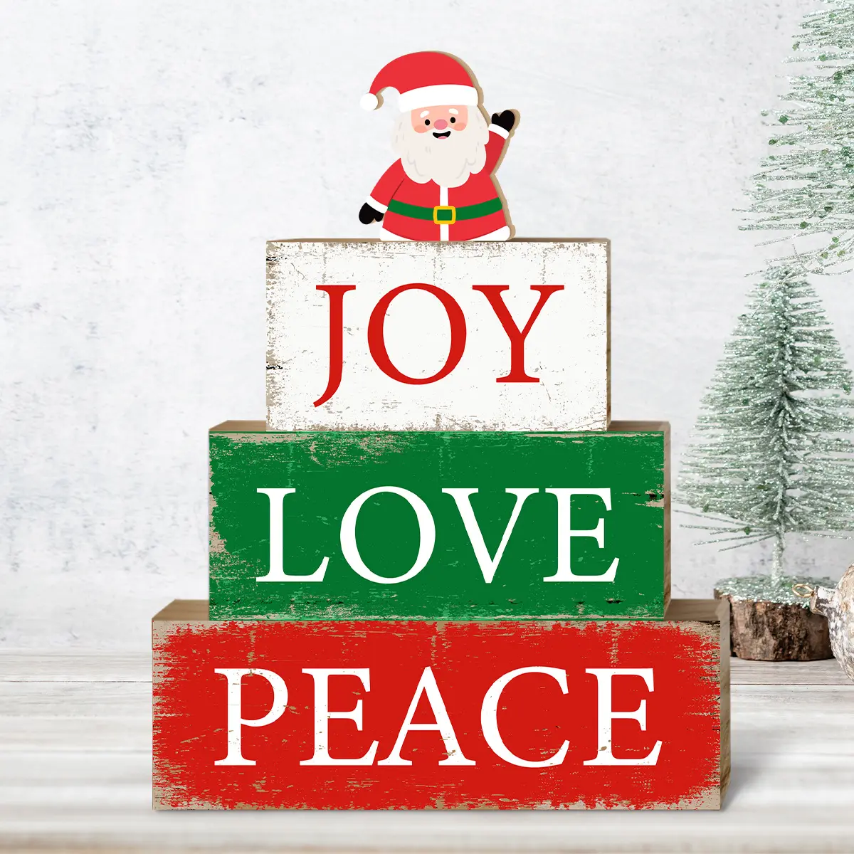 4pcs Christmas Wooden Desktop Signs Exquisite and Cute Decorations for Farmhouse Bedroom, Kitchen & Dining Tabletop Suitable as Gifts for Christmas, Thanksgiving & Birthdays
