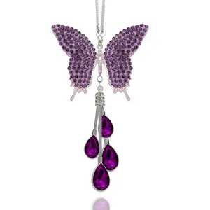 Glam Butterfly Car Mirror Decor with Pearl   Crystal Drops Car Accessories for Her