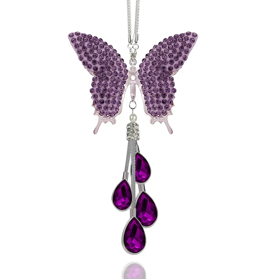Glam Butterfly Car Mirror Decor with Pearl Crystal Drops Car Accessories for Her Glam Butterfly Car Mirror Decor with Pearl Crystal Drops Car Accessories for Her