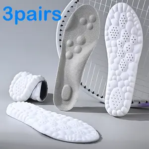 3 Pairs Unisex 4D Sports Shoe Insoles High Elasticity Soft Breathable Sole Shock Absorbing for Running U Heel Design Thickened Heel Comfortable Everyday Use relieve foot pain 5124