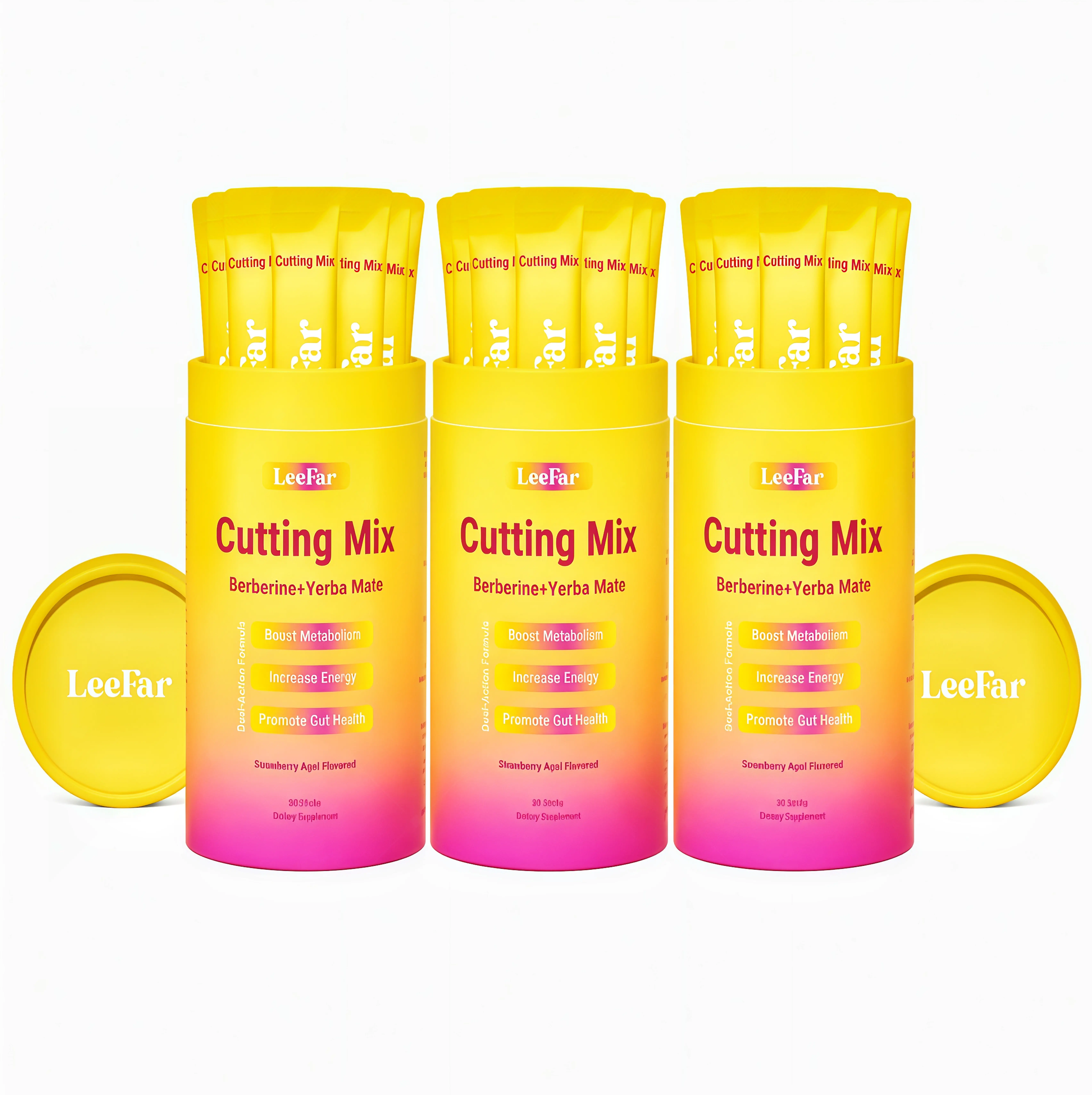 3 Botte LeeFar Cutting Drink Mix – | LS Strawberry Açaí Flavor – | (30 Servings)