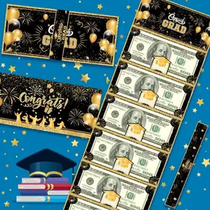 Graduation Surprise Cash Gift Box, Blue Glitter Foldable Party Money Present, Perfect for Friends and Family, Occasion Pro