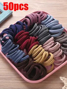 50/100 Pieces Random Color Scrunchies, 4cm High-Elasticity Seamless Hair Ties, Durable Casual Hair Accessories for All Seasons