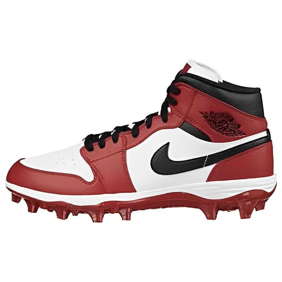 Jordan 1 Mid TD Cleat Chicago 2023 Cushioned Durable Men's White Black-University Red FJ6805-106