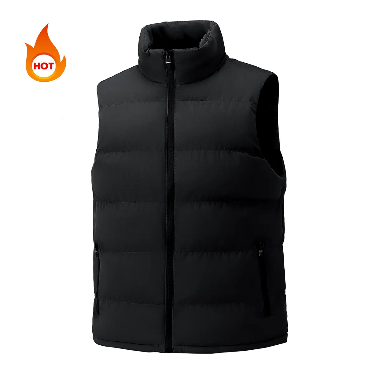 Men's Stylish Fitted Plain Polyester Insulated Waistcoat & Gilet - Menswear Casual Autumn-Winter Heavyweight Waterproof Windproof Mock Neck Zipper-Closure Sleeveless Puffer Bubble Top, Jacket, Coat