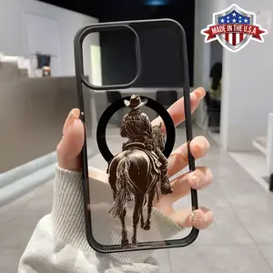 Magnetic Phone Case for iPhone 17 Pro Max 16 Plus 15 14 13 12 11 Air XR E Cowboy's Solitary Ride Acrylic Back Matte TPU Edges Anti-Fall Ultra Thin Phone Cover Shell for Boy